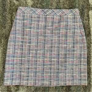 Talbots White and Pink Pencil Mini Skirt Casual